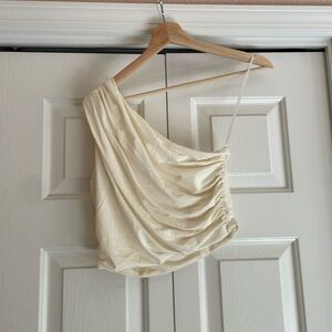 H&M One-Shoulder Crop Top Ivory